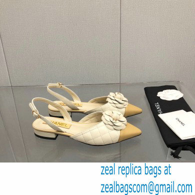 Chanel Camellia Slingbacks G38362 Lambskin White 2021