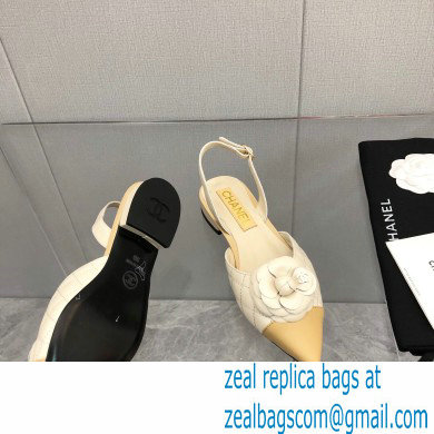 Chanel Camellia Slingbacks G38362 Lambskin White 2021