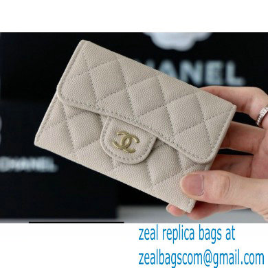 Chanel Classic Card Holder AP0214 in Original Grained Calfskin Beige