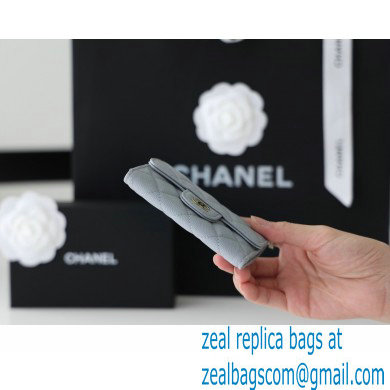 Chanel Classic Card Holder AP0214 in Original Grained Calfskin Light Gray
