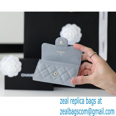 Chanel Classic Card Holder AP0214 in Original Grained Calfskin Light Gray