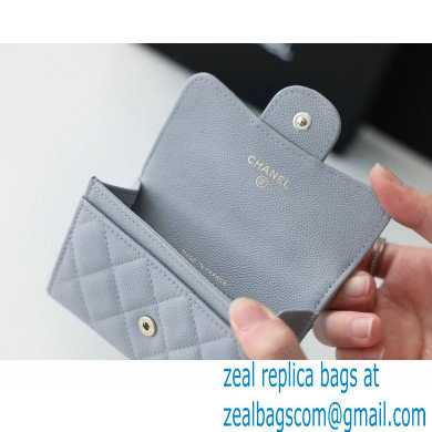 Chanel Classic Card Holder AP0214 in Original Grained Calfskin Light Gray - Click Image to Close