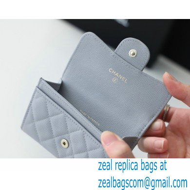 Chanel Classic Card Holder AP0214 in Original Grained Calfskin Light Gray