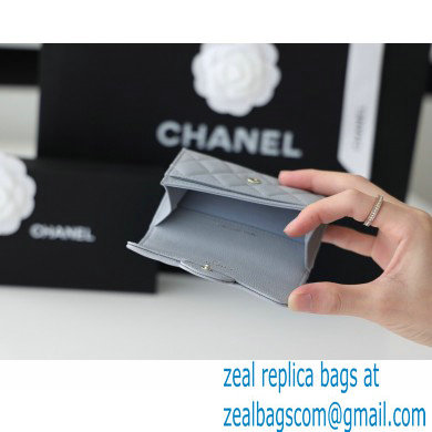 Chanel Classic Card Holder AP0214 in Original Grained Calfskin Light Gray