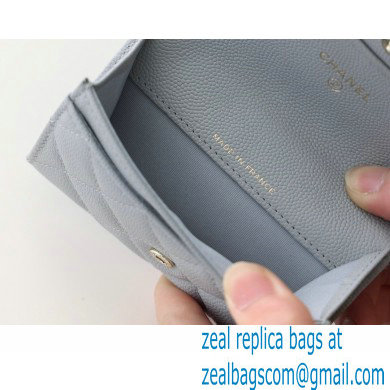 Chanel Classic Card Holder AP0214 in Original Grained Calfskin Light Gray