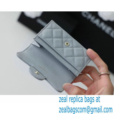 Chanel Classic Card Holder AP0214 in Original Grained Calfskin Light Gray