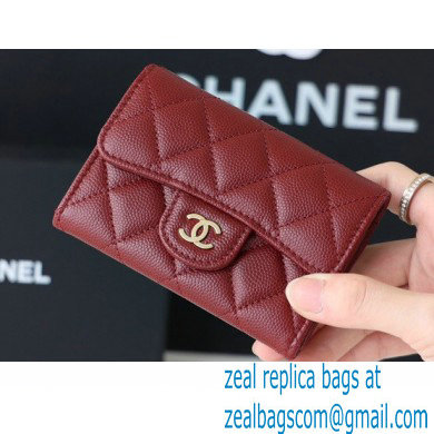 Chanel Classic Card Holder AP0214 in Original Grained Calfskin Red