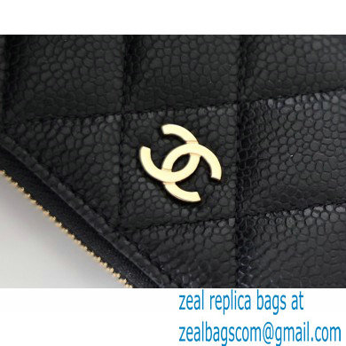 Chanel Classic Zipped Coin Purse AP0216 in Original Grained Calfskin Black/Gold