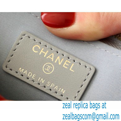 Chanel Classic Zipped Coin Purse AP0216 in Original Grained Calfskin Light Gray