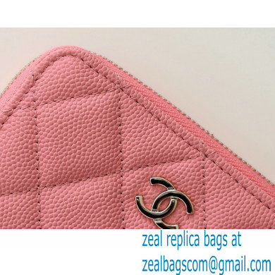 Chanel Classic Zipped Coin Purse AP0216 in Original Grained Calfskin Pink