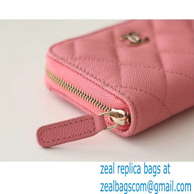 Chanel Classic Zipped Coin Purse AP0216 in Original Grained Calfskin Pink