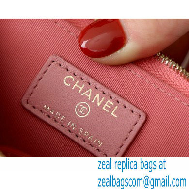Chanel Classic Zipped Coin Purse AP0216 in Original Grained Calfskin Pink