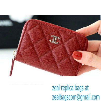 Chanel Classic Zipped Coin Purse AP0216 in Original Grained Calfskin Red