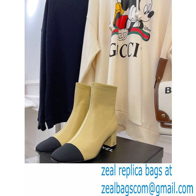 Chanel Heel 5cm Ankle Boots Lambskin/Grosgrain Beige 2021