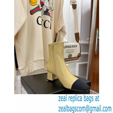 Chanel Heel 5cm Ankle Boots Lambskin/Grosgrain Beige 2021