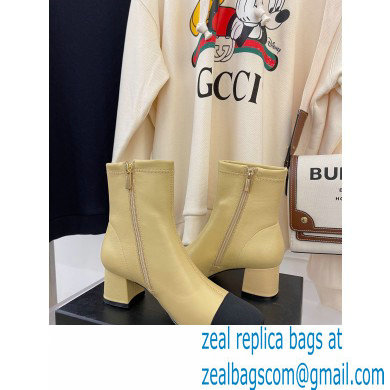 Chanel Heel 5cm Ankle Boots Lambskin/Grosgrain Beige 2021