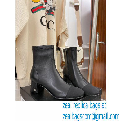 Chanel Heel 5cm Ankle Boots Lambskin/Grosgrain Black 2021