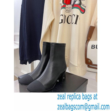 Chanel Heel 5cm Ankle Boots Lambskin/Grosgrain Black 2021