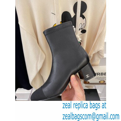 Chanel Heel 5cm Ankle Boots Lambskin/Grosgrain Black 2021