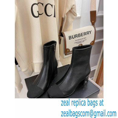 Chanel Heel 5cm Ankle Boots Lambskin/Grosgrain Black 2021