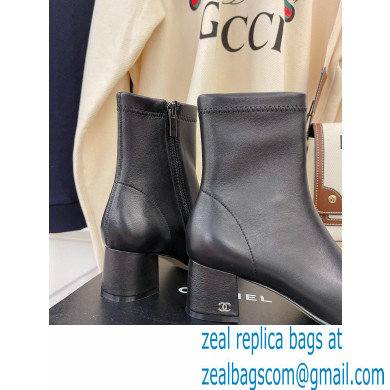 Chanel Heel 5cm Ankle Boots Lambskin/Grosgrain Black 2021