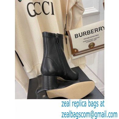 Chanel Heel 5cm Ankle Boots Lambskin/Grosgrain Black 2021