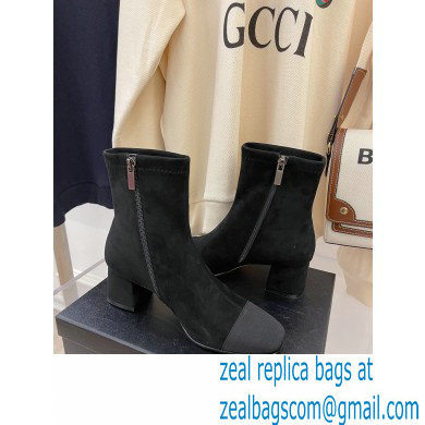Chanel Heel 5cm Ankle Boots Suede/Grosgrain Black 2021