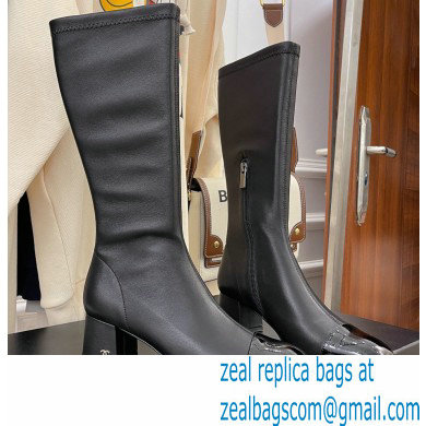 Chanel Heel 5cm High Boots Lambskin/Patent Black 2021