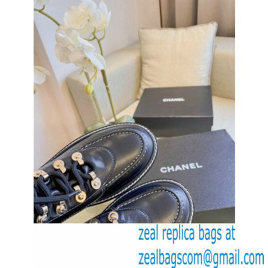 Chanel Lace-Ups Ankle Boots Black/Gray 2021