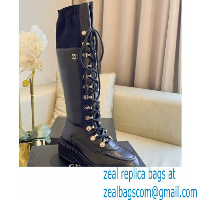 Chanel Lace-Ups High Boots Black 2021