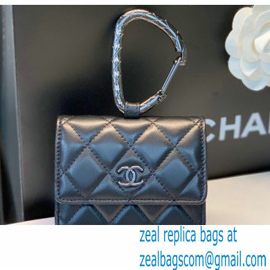 Chanel Lambskin Card Holder with Jewel Hook AP2397 Black 2021