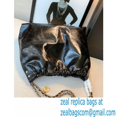 Chanel Logo Waxy Calfskin Small Drawstring Bucket Shopping Bag Black/Gold 2021