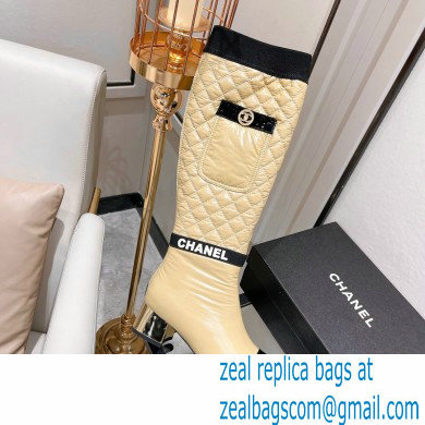 Chanel Mixed Fibers Heel 5cm High Boots G38428 Beige 2021