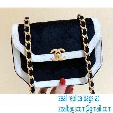 Chanel Velvet Mini Flap Bag AS2597 in Original Quality Black/White 2021