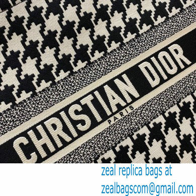 Dior Book Tote Bag in Houndstooth Embroidery Black 2021