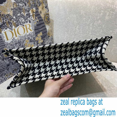 Dior Book Tote Bag in Houndstooth Embroidery Black 2021