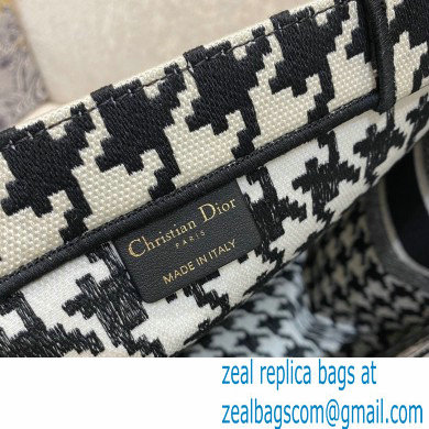 Dior Book Tote Bag in Houndstooth Embroidery Black 2021