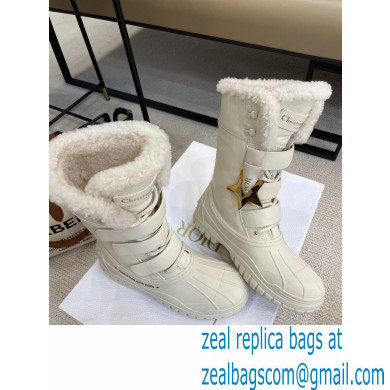 Dior Calfskin and Lambskin Wool Ankle Boots White 2021 - Click Image to Close