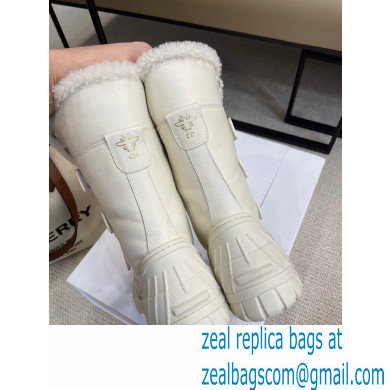 Dior Calfskin and Lambskin Wool Ankle Boots White 2021 - Click Image to Close