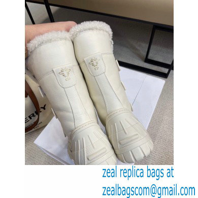 Dior Calfskin and Lambskin Wool Ankle Boots White 2021