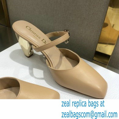 Dior Heel 9cm Calfskin Rhodes Mules Nude 2021 - Click Image to Close