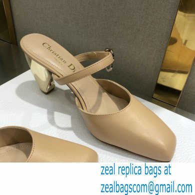 Dior Heel 9cm Calfskin Rhodes Mules Nude 2021