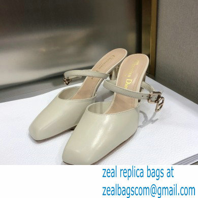 Dior Heel 9cm Calfskin Rhodes Mules White 2021 - Click Image to Close