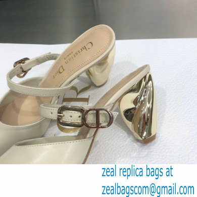 Dior Heel 9cm Calfskin Rhodes Mules White 2021