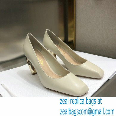 Dior Heel 9cm Calfskin Rhodes Pumps White 2021 - Click Image to Close