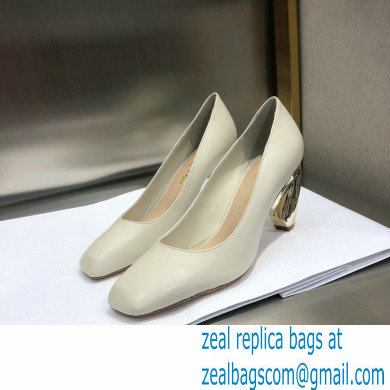 Dior Heel 9cm Calfskin Rhodes Pumps White 2021 - Click Image to Close