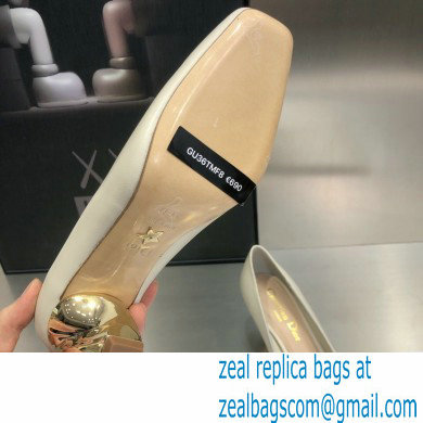 Dior Heel 9cm Calfskin Rhodes Pumps White 2021 - Click Image to Close