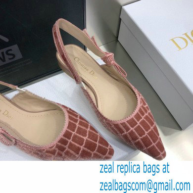Dior J'Adior Slingback Ballerina Flats Crocodile-Effect Embroidered Velvet Pink 2021