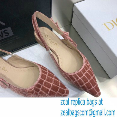 Dior J'Adior Slingback Ballerina Flats Crocodile-Effect Embroidered Velvet Pink 2021 - Click Image to Close