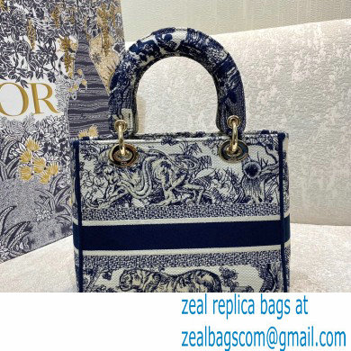 Dior Lady D-Lite Medium Bag in Toile de Jouy Embroidery Blue 2021